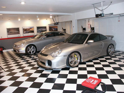 The Porsche and Merc Garage...